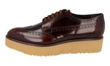 Prada Men's Brown Full Brogue Leather Platform Derby Full Brogue Business Shoes 2EG015