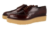 Prada Men's Brown Full Brogue Leather Platform Derby Full Brogue Business Shoes 2EG015
