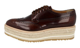 Prada Men's Brown Brushed Spazzolato Leather Derby Business Shoes 2EG015