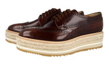 Prada Men's Brown Brushed Spazzolato Leather Derby Business Shoes 2EG015