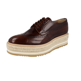 Prada Men's Brown Brushed Spazzolato Leather Derby Business Shoes 2EG015