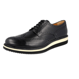 Prada Men's Black Full Brogue Leather Derby Sneaker 2EG116