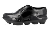 Prada Men's Black Full Brogue Leather Platform Cleat Oxford Crossover Business Shoes 2EG126