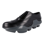 Prada Men's Black Heavy-Duty Rubber Sole Leather Oxford Business Shoes 2EG126