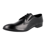 Prada Men's Black Brushed Spazzolato Leather Business Shoes 2EG135