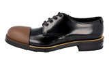 Prada Men's Black welt-sewn Leather Runway Rubber Cap Welt Sewn Bulky Business Shoes 2EG190