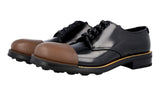 Prada Men's Black welt-sewn Leather Runway Rubber Cap Welt Sewn Bulky Business Shoes 2EG190