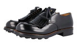 Prada Men's Black welt-sewn Leather Runway Bulky Sole Welt Sewn Kiltie Business Shoes 2EG193