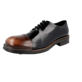 Prada Men's Black welt-sewn Leather Runway Cap Toe Welt Sewn Bulky Sole Business Shoes 2EG201