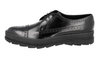 Prada Men's Black Heavy-Duty Rubber Sole Leather Derby Business Shoes 2EG205