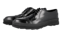 Prada Men's Black Heavy-Duty Rubber Sole Leather Derby Business Shoes 2EG205