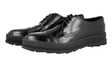 Prada Men's Black Heavy-Duty Rubber Sole Leather Derby Business Shoes 2EG205