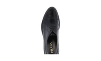 Prada Men's Black Heavy-Duty Rubber Sole Leather Derby Business Shoes 2EG205