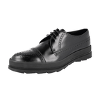 Prada Men's Black Full Brogue Leather Derby Business Shoes 2EG205