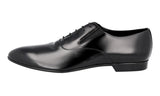 Prada Men's Black Brushed Spazzolato Leather Oxford Flexible Business Shoes 2EG206