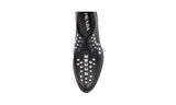 Prada Men's Black Brushed Spazzolato Leather Rivets Studs Runway Derby Lace-up Shoes 2EG256