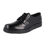 Prada Men's Black Brushed Spazzolato Leather Derby Business Shoes 2EG261