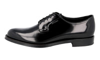 Prada Men's Black Brushed Spazzolato Leather Derby Business Shoes 2EG267