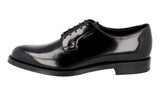 Prada Men's Black Brushed Spazzolato Leather Derby Business Shoes 2EG267