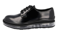 Prada Men's Black Brushed Spazzolato Leather Derby Business Shoes 2EG288