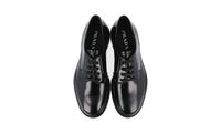 Prada Men's Black Brushed Spazzolato Leather Derby Business Shoes 2EG288