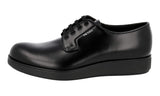 Prada Men's Black Brushed Spazzolato Leather Derby Business Shoes 2EG300