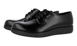 Prada Men's Black Brushed Spazzolato Leather Derby Business Shoes 2EG300