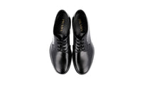 Prada Men's Black Brushed Spazzolato Leather Derby Business Shoes 2EG300