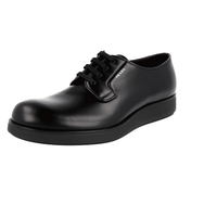 Prada Men's Black Brushed Spazzolato Leather Derby Business Shoes 2EG300