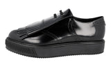 Prada Men's Black Brushed Spazzolato Leather Platform Kiltie Tassle Sneaker 2EG303