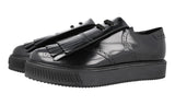 Prada Men's Black Brushed Spazzolato Leather Platform Kiltie Tassle Sneaker 2EG303