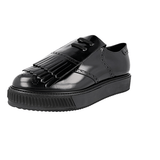 Prada Men's Black Brushed Spazzolato Leather Platform Kiltie Tassle Sneaker 2EG303