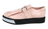 Prada Men's Pink Full Brogue Leather Platform Kiltie Full Brogue Business Shoes 2EG304