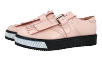Prada Men's Pink Full Brogue Leather Platform Kiltie Full Brogue Business Shoes 2EG304