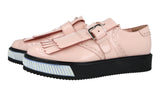 Prada Men's Pink Full Brogue Leather Platform Kiltie Full Brogue Business Shoes 2EG304