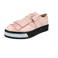 Prada Men's Pink Full Brogue Leather Platform Kiltie Full Brogue Business Shoes 2EG304