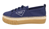 Prada Men's Blue Cassetta Wheel Espadrilles Platform Sneaker 2EG305
