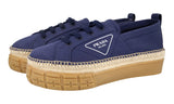 Prada Men's Blue Cassetta Wheel Espadrilles Platform Sneaker 2EG305