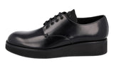 Prada Men's Black Brushed Spazzolato Leather Derby Business Shoes 2EG336