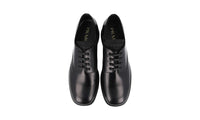 Prada Men's Black Brushed Spazzolato Leather Derby Business Shoes 2EG336
