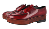 Prada Men's Red Leather Derby Plateau Business Shoes 2EG384