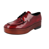 Prada Men's Red Leather Derby Plateau Business Shoes 2EG384