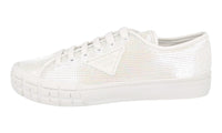 Prada Men's White Leather Casesetta Wheel Sneaker 2EG393