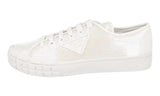 Prada Men's White Leather Sequins Vip Casesetta Wheel Sneaker 2EG393