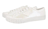 Prada Men's White Leather Sequins Vip Casesetta Wheel Sneaker 2EG393