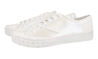Prada Men's White Leather Casesetta Wheel Sneaker 2EG393