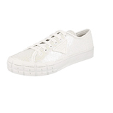 Prada Men's White Leather Sequins Vip Casesetta Wheel Sneaker 2EG393