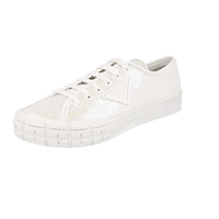 Prada Men's White Leather Casesetta Wheel Sneaker 2EG393