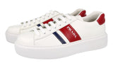 Prada Men's White Leather Macro Bold Sole Platform Plateau Sneaker 2EG402
