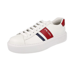 Prada Men's White Leather Macro Bold Sole Platform Plateau Sneaker 2EG402